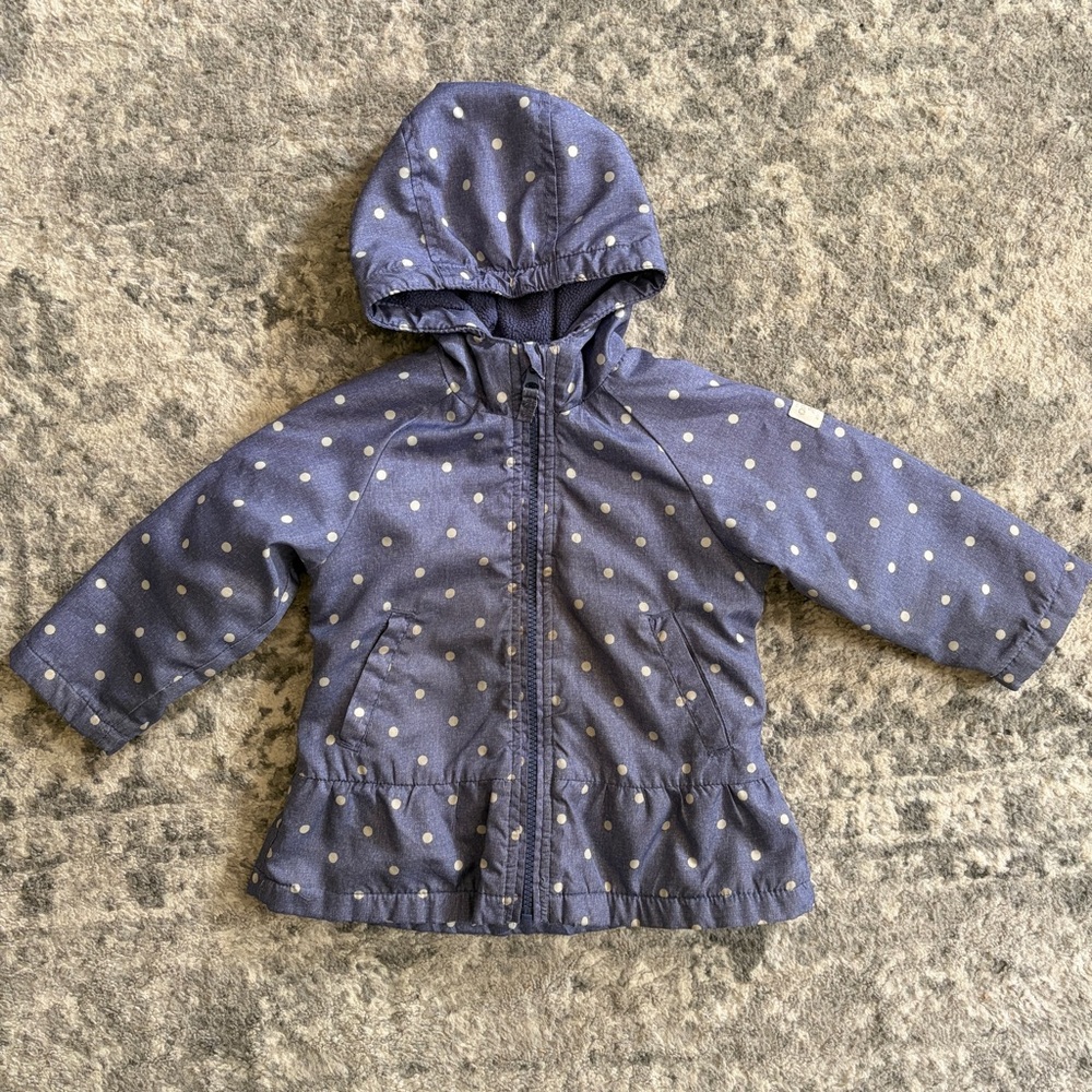 Girls polka dot fleece lined rain jacket
